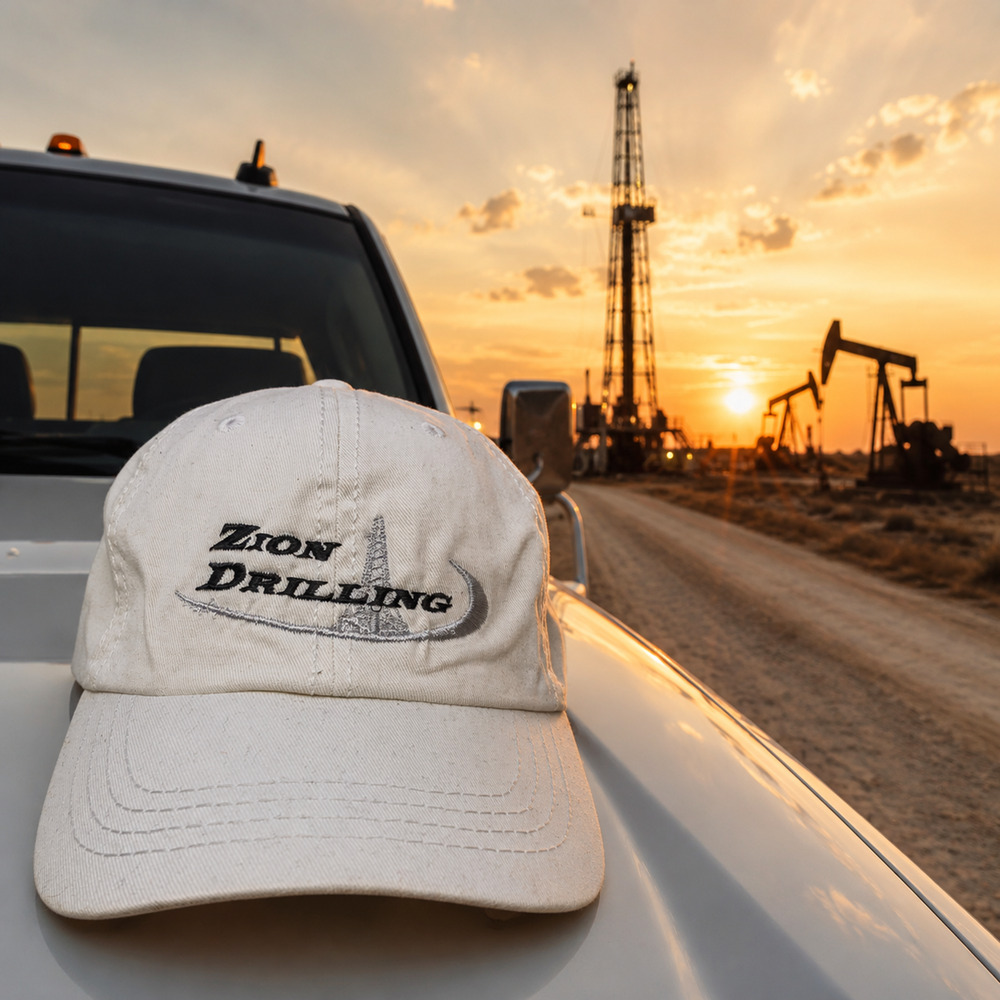 Cobra White "Zion Drilling" Oilfield Strapback Dad Hat Cap Landman Energy